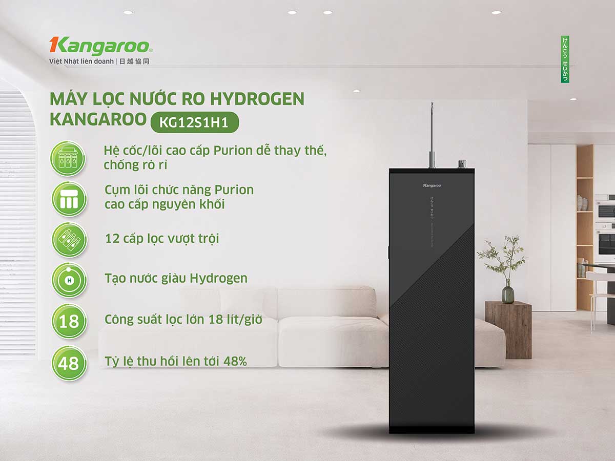 Máy lọc nước RO Hydrogen Kangaroo KG12S1H1