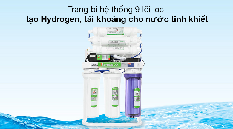 Máy lọc nước RO Kangaroo Hydrogen KGRP09HQ 9 lõi - Trang bị hệ thống 9 lõi lọc giúp lọc nước, tạo Hydrogen, tái khoáng cho nước tinh khiết, tốt cho sức khỏe Máy lọc nước RO Kangaroo Hydrogen KGRP09HQ 9 lõi - Trang bị hệ thống 9 lõi lọc giúp lọc nước, tạo Hydrogen, tái khoáng cho nước tinh khiết, tốt cho sức khỏe