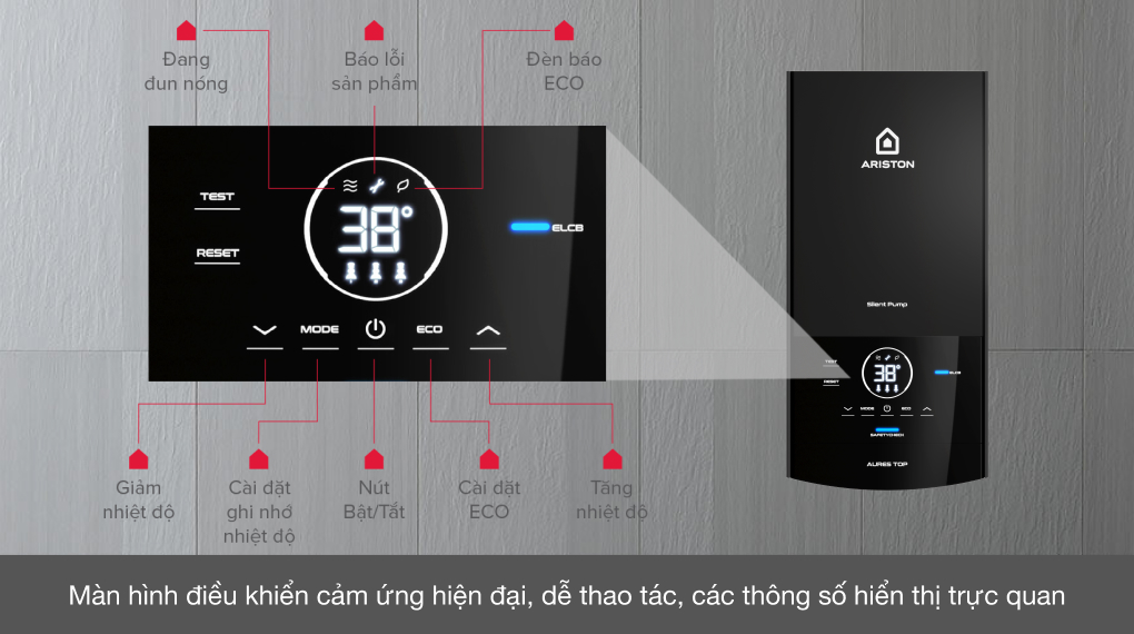 Máy nước nóng trực tiếp Ariston 4500W AURES TOP 4.5P - Màn hình cảm ứng hiện đại, sang trọng Máy nước nóng trực tiếp Ariston 4500W AURES TOP 4.5P - Màn hình cảm ứng hiện đại, sang trọng