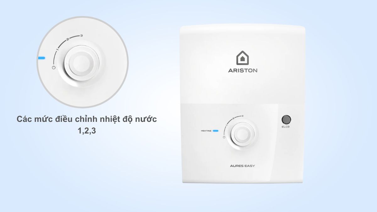 may-nuoc-nong-truc-tiep-ariston-aures-easy-3-5-33590-3 3 mức chỉnh nhiệt độ nước của máy nước nóng Ariston Aures Easy 3.5