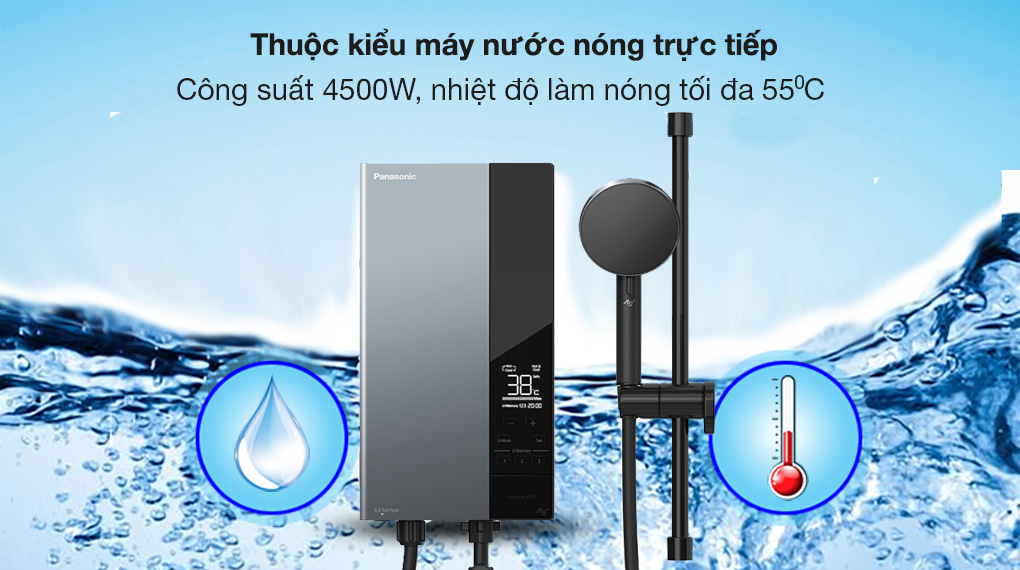 Máy nước nóng trực tiếp Panasonic 4500W DH-4UD1VZ - Thuộc máy nước nóng trực tiếp, công suất 4500W, hỗ trợ làm nước nóng lên đến 55 độ C Máy nước nóng trực tiếp Panasonic 4500W DH-4UD1VZ - Thuộc máy nước nóng trực tiếp, công suất 4500W, hỗ trợ làm nước nóng lên đến 55 độ C