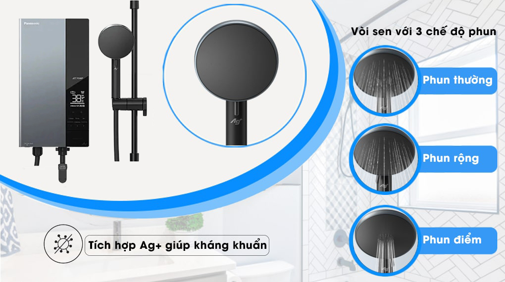 Vòi sen 3 chế độ - Máy nước nóng trực tiếp Panasonic 4500W DH-4UDP1VZ Vòi sen 3 chế độ - Máy nước nóng trực tiếp Panasonic 4500W DH-4UDP1VZ