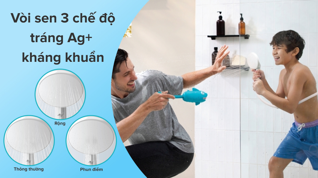 Máy nước nóng trực tiếp Panasonic 4500W DH-4UP1VW - Vòi sen 3 chế độ tích hợp Ag+ kháng khuẩn Máy nước nóng trực tiếp Panasonic 4500W DH-4UP1VW - Vòi sen 3 chế độ tích hợp Ag+ kháng khuẩn