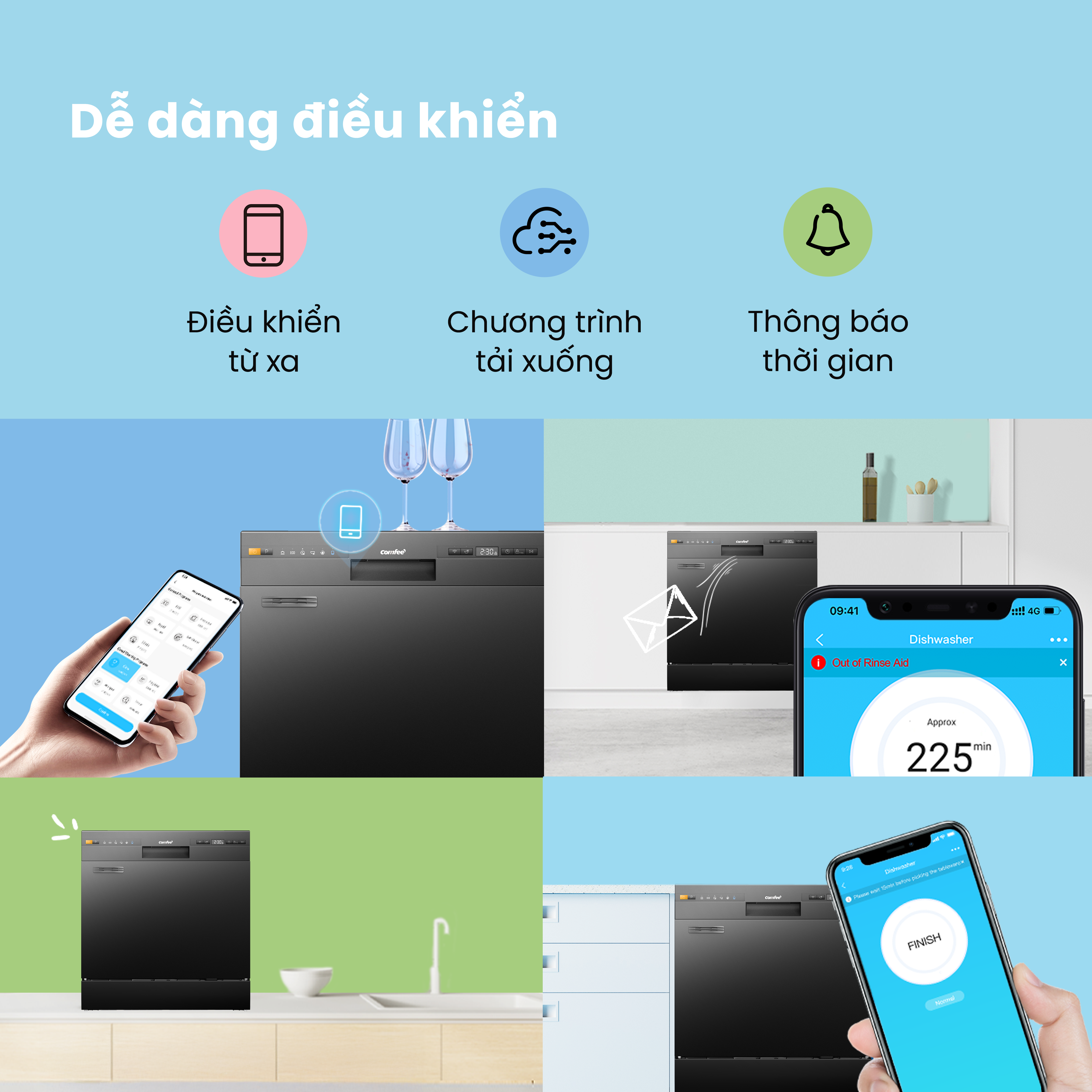 Máy rửa chén độc lập Comfee CDW-10F60TB