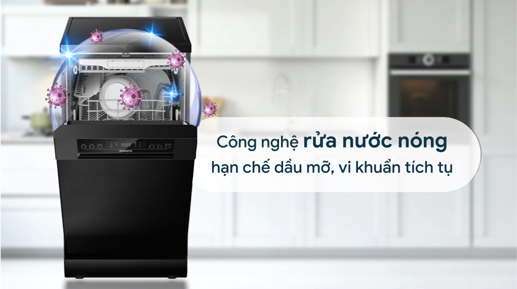 Máy rửa chén Galanz W45A3A401M-0E1(B) - Công nghệ rửa nước nóng Máy rửa chén Galanz W45A3A401M-0E1(B) - Công nghệ rửa nước nóng