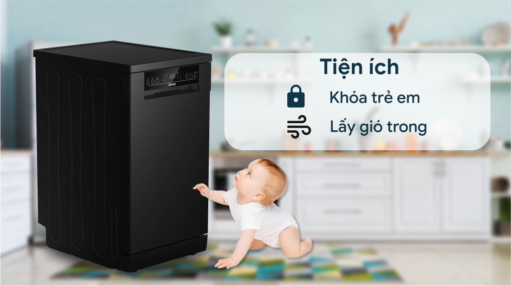 Máy rửa chén Galanz W45A3A401M-0E1(B) - Tiện ích nổi bật Máy rửa chén Galanz W45A3A401M-0E1(B) - Tiện ích nổi bật