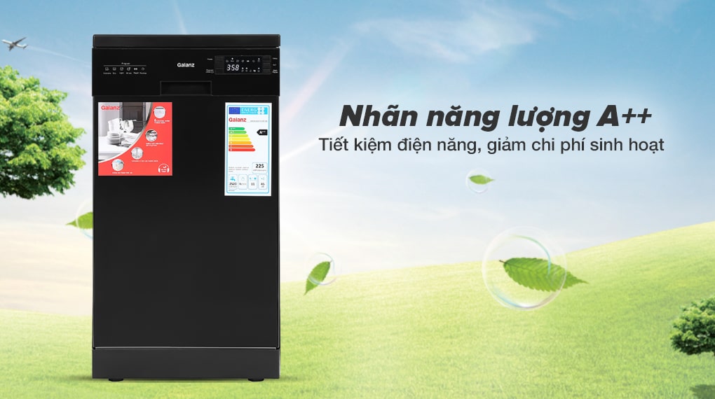 Nhãn tiết kiệm năng lượng A++ - Máy rửa chén Galanz W45A3A401S-0E1(B) 1850W Nhãn tiết kiệm năng lượng A++ - Máy rửa chén Galanz W45A3A401S-0E1(B) 1850W