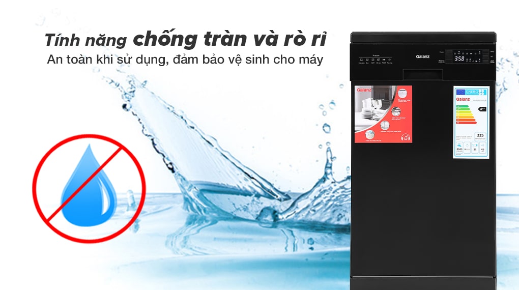 Tính năng chống tràn và rò rỉ - Máy rửa chén Galanz W45A3A401S-0E1(B) 1850W Tính năng chống tràn và rò rỉ - Máy rửa chén Galanz W45A3A401S-0E1(B) 1850W