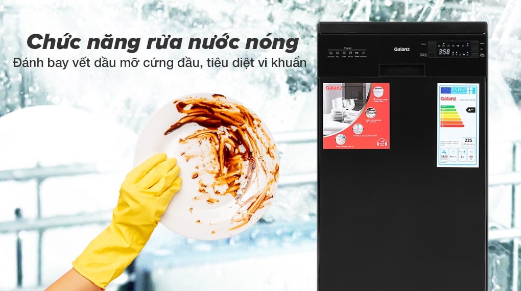 Chức năng rửa nước nóng - Máy rửa chén Galanz W45A3A401S-0E1(B) 1850W Chức năng rửa nước nóng - Máy rửa chén Galanz W45A3A401S-0E1(B) 1850W