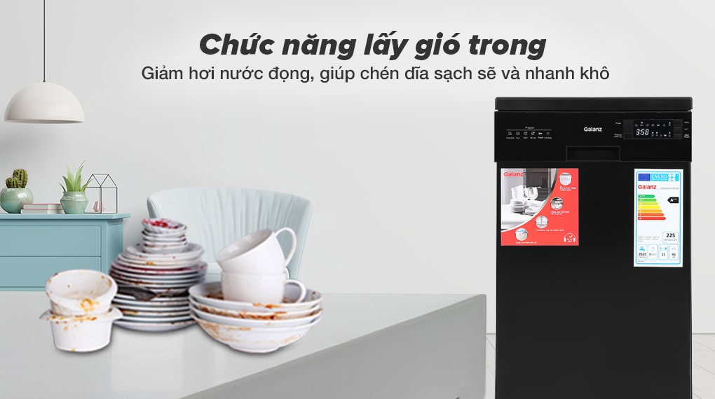 Chức năng lấy gió trong - Máy rửa chén Galanz W45A3A401S-0E1(B) 1850W Chức năng lấy gió trong - Máy rửa chén Galanz W45A3A401S-0E1(B) 1850W