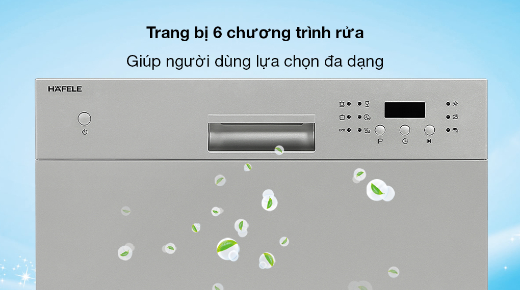 Máy rửa chén mini Hafele HDW-T50A - Trang bị 6 chương trình rửa giúp người dùng thêm nhiều sự lựa chọn