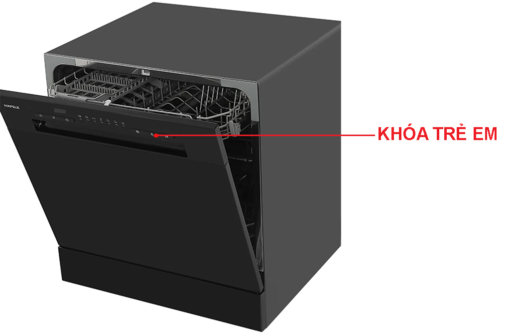 may-rua-chen-mini-hafele-hdw-t5531b-124345-4 Chế độ khóa trẻ em trên máy rửa chén Hafele HDW-T5531B/538.21.350