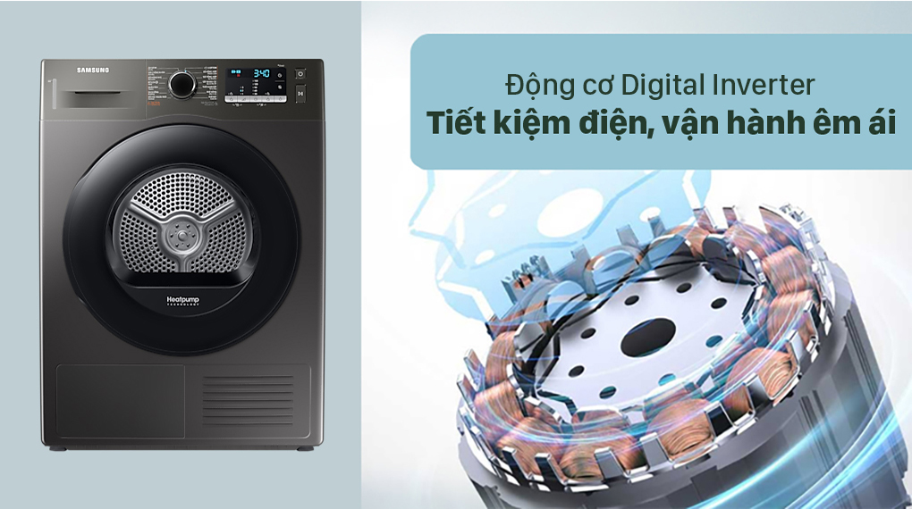 Máy sấy bơm nhiệt Samsung 9 kg DC90TA240AX/SV - Động cơ Digital Inverter Máy sấy bơm nhiệt Samsung 9 kg DC90TA240AX/SV - Động cơ Digital Inverter