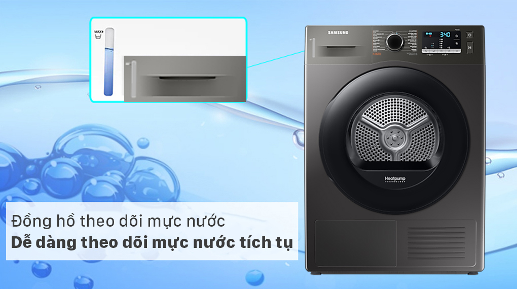Máy sấy bơm nhiệt Samsung 9kg DV90TA240AX/SV - Đồng hồ mực nước Máy sấy bơm nhiệt Samsung 9kg DV90TA240AX/SV - Đồng hồ mực nước