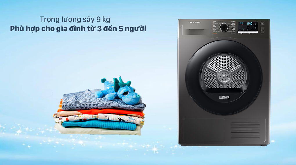 Máy sấy bơm nhiệt Samsung 9 kg - Khối lượng sấy 9 kg Máy sấy bơm nhiệt Samsung 9 kg - Khối lượng sấy 9 kg