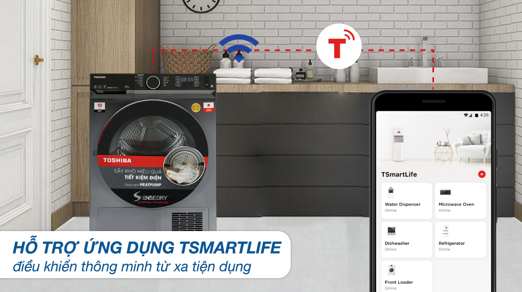 Máy sấy bơm nhiệt Toshiba 10 kg TD-BK110GHV(MK) - Tiện ích
