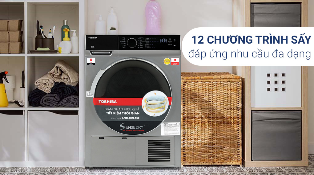Máy sấy ngưng tụ Toshiba 8 kg TD-K90MEV(SK) - Khối lượng sấy