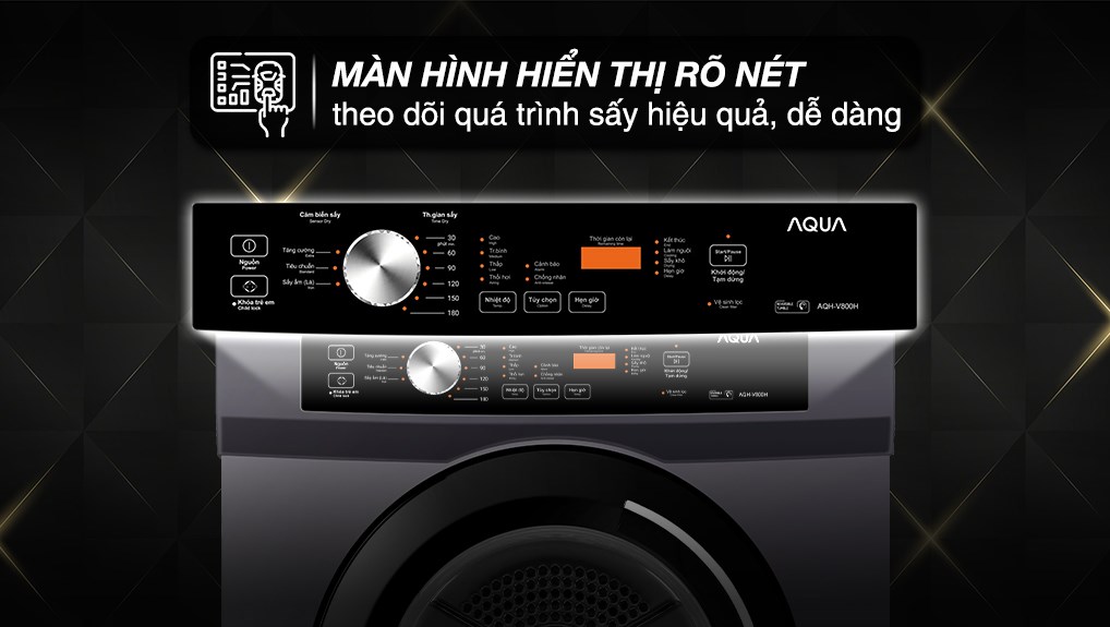 Máy sấy thông hơi Aqua 8 kg AQH-V800H SS Máy sấy thông hơi Aqua 8 kg AQH-V800H SS