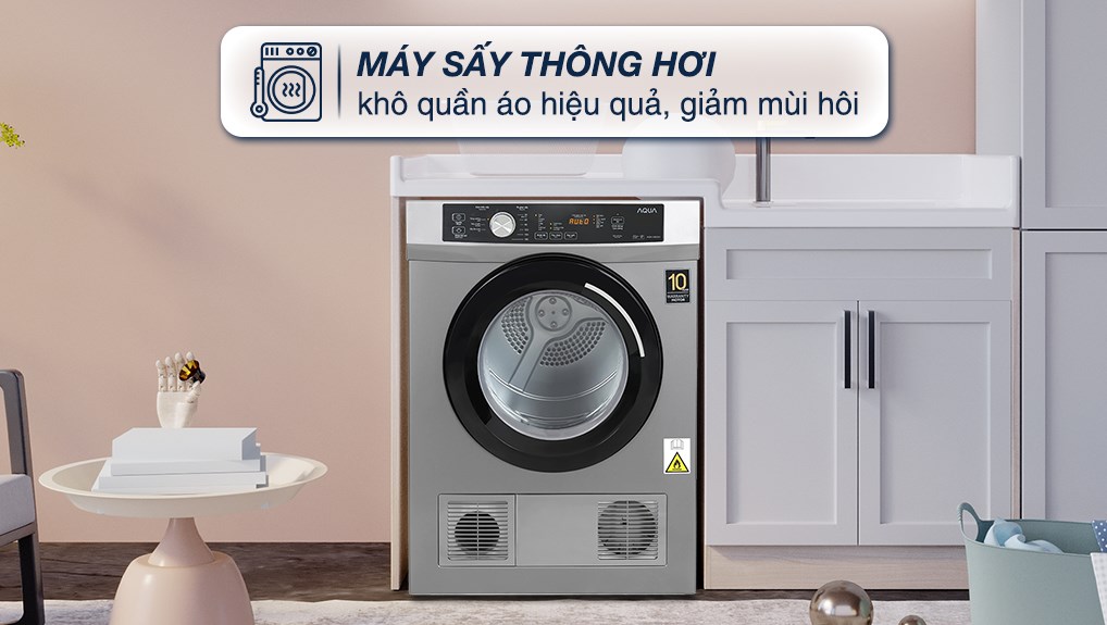 Máy sấy thông hơi Aqua 8 kg AQH-V800H SS Máy sấy thông hơi Aqua 8 kg AQH-V800H(SS)