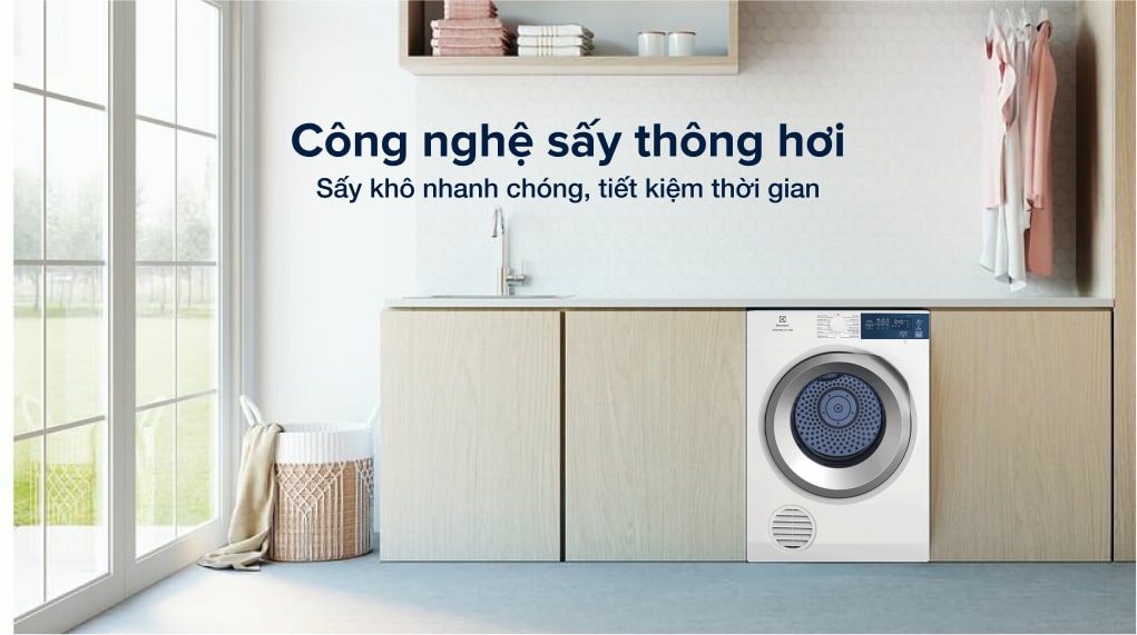 Máy sấy thông hơi Electrolux 8.5 kg EDS854J3WB - Cơ chế sấy thông hơi Máy sấy thông hơi Electrolux 8.5 kg EDS854J3WB - Cơ chế sấy thông hơi