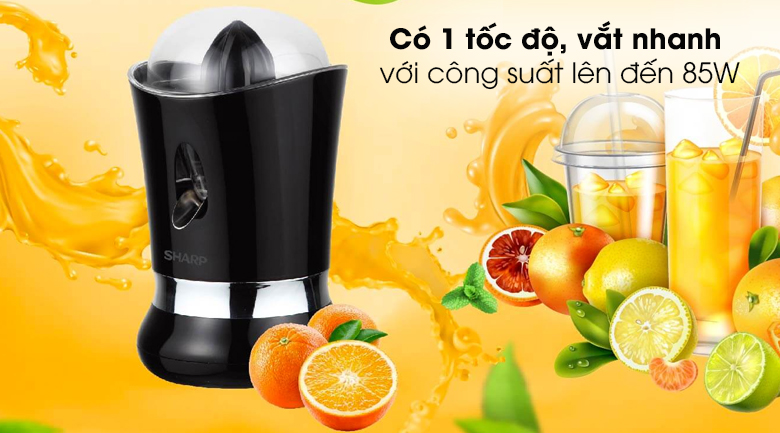 Máy vắt cam Sharp EJ-J850-BK - Cung cấp 1 tốc độ vắt nhanh, động cơ máy vắt cam vận hành êm ái cùng công suất lớn 85W Máy vắt cam Sharp EJ-J850-BK - Cung cấp 1 tốc độ vắt nhanh, động cơ máy vắt cam vận hành êm ái cùng công suất lớn 85W