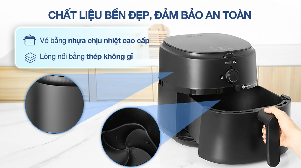 Nồi chiên không dầu Philips NA130/00 6.2 lít - Chất liệu Nồi chiên không dầu Philips NA130/00 6.2 lít - Chất liệu