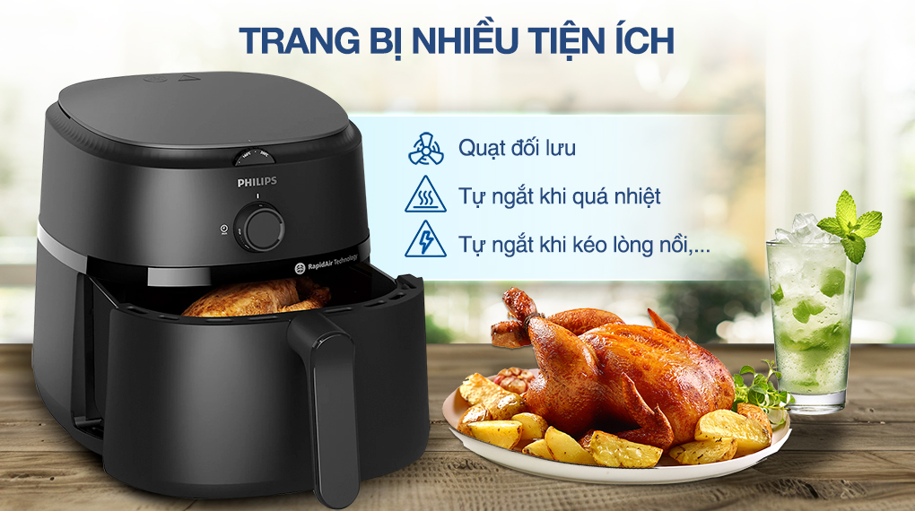 Nồi chiên không dầu Philips NA130/00 6.2 lít - Tiện ích Nồi chiên không dầu Philips NA130/00 6.2 lít - Tiện ích