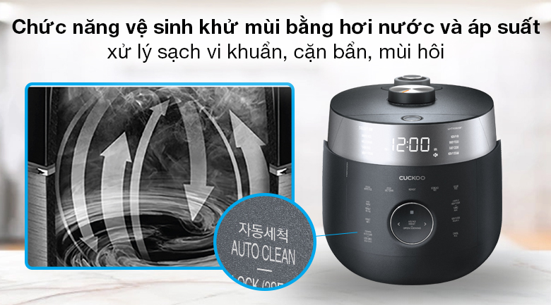 Nồi cơm cao tần Cuckoo 1.08 lít CRP-LHTR0609F/BKSIVNCV - Làm sạch dễ dàng với chức năng vệ sinh khử mùi bằng hơi nước và áp suất Nồi cơm cao tần Cuckoo 1.08 lít CRP-LHTR0609F/BKSIVNCV - Làm sạch dễ dàng với chức năng vệ sinh khử mùi bằng hơi nước và áp suất