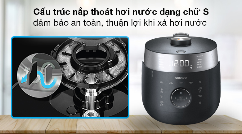 Nồi cơm cao tần Cuckoo 1.08 lít CRP-LHTR0609F/BKSIVNCV - Nắp thoát hơi nước có cấu trúc chữ S Nồi cơm cao tần Cuckoo 1.08 lít CRP-LHTR0609F/BKSIVNCV - Nắp thoát hơi nước có cấu trúc chữ S