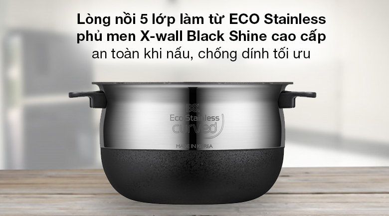 Nồi cơm cao tần Cuckoo 1.08 lít CRP-LHTR0609F/BKSIVNCV - Lòng nồi có 5 lớp dày 2.5 mm làm từ ECO Stainless + phủ men X-wall Black Shine Nồi cơm cao tần Cuckoo 1.08 lít CRP-LHTR0609F/BKSIVNCV - Lòng nồi có 5 lớp dày 2.5 mm làm từ ECO Stainless + phủ men X-wall Black Shine