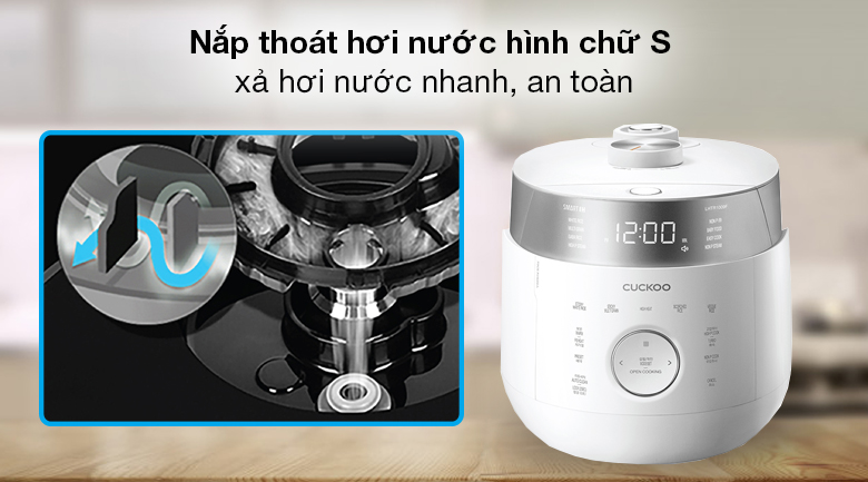 Nồi cơm cao tần Cuckoo 1.8 lít CRP-LHTR1009F/WHSIVNCV - Nắp thoát hơi nước hình chữ S xả hơi nước yên tĩnh Nồi cơm cao tần Cuckoo 1.8 lít CRP-LHTR1009F/WHSIVNCV - Nắp thoát hơi nước hình chữ S xả hơi nước yên tĩnh