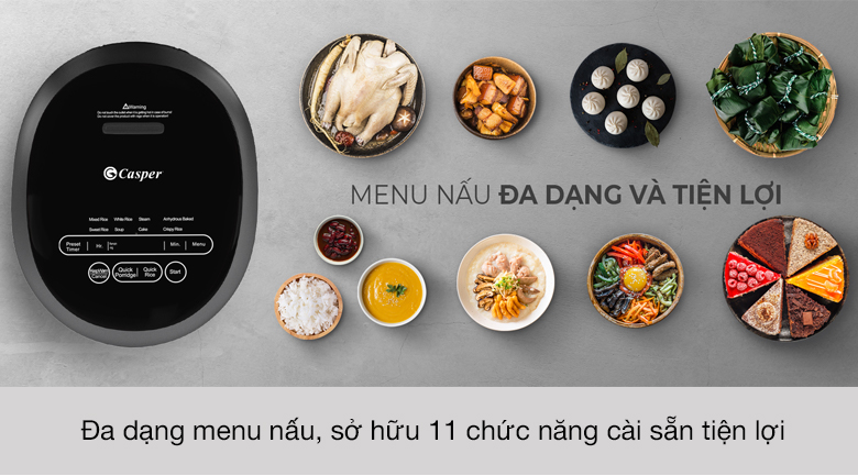 Nồi cơm điện cao tần 1.5 lít Casper CI-15RC01 - 11 chức năng đa dạng Nồi cơm điện cao tần 1.5 lít Casper CI-15RC01 - 11 chức năng đa dạng