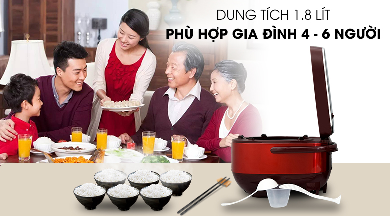 Dung tích Nồi cơm cao tần Sharp KS-IH191V-RD 1.8 lít