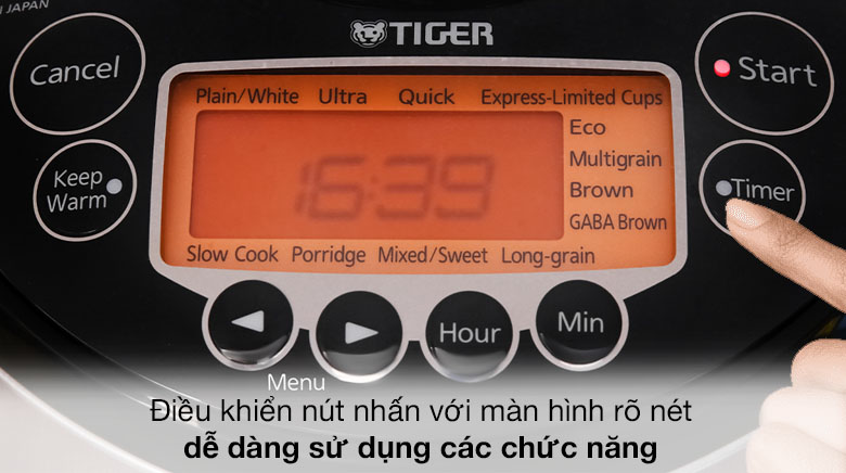 Đieuf khiển nút nhấn - Nồi cơm điện Cao tần Tiger 1.8 lít JKT-D18V