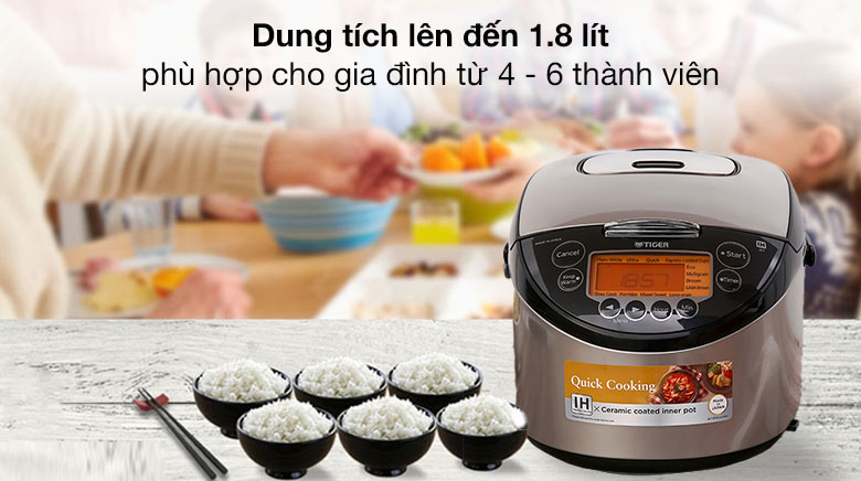 Dung tích - Nồi cơm điện Cao tần Tiger 1.8 lít JKT-D18V