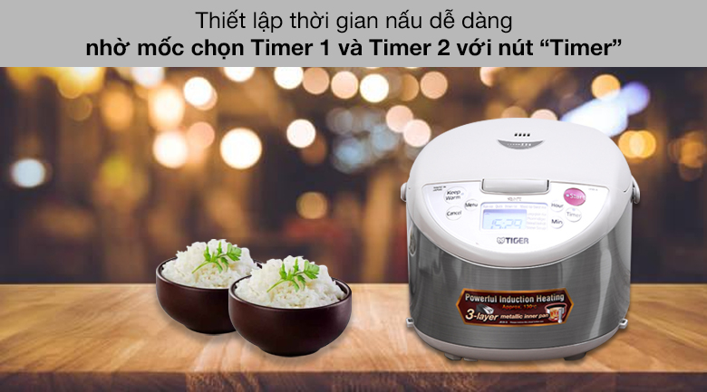 Nồi cơm điện cao tần Tiger 1.8 lít JKW-A18W - Thiết lập thời gian nấu Timer Nồi cơm điện cao tần Tiger 1.8 lít JKW-A18W - Thiết lập thời gian nấu Timer