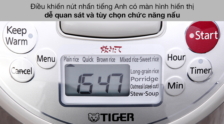 Nồi cơm điện cao tần Tiger 1.8 lít JKW-A18W - Bảng điều khiển nút nhấn Nồi cơm điện cao tần Tiger 1.8 lít JKW-A18W - Bảng điều khiển nút nhấn