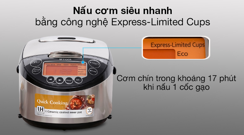 Nấu cơm siêu tốc - Nồi cơm điện Cao tần Tiger 1 lít JKT-D10V Nấu cơm siêu tốc - Nồi cơm điện Cao tần Tiger 1 lít JKT-D10V