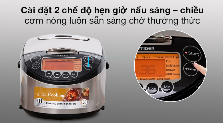 Hẹn giờ tiện dụng - Nồi cơm điện Cao tần Tiger 1 lít JKT-D10V Hẹn giờ tiện dụng - Nồi cơm điện Cao tần Tiger 1 lít JKT-D10V