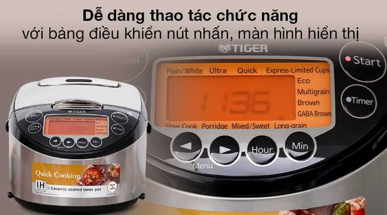Dễ dùng - Nồi cơm điện Cao tần Tiger 1 lít JKT-D10V Dễ dùng - Nồi cơm điện Cao tần Tiger 1 lít JKT-D10V