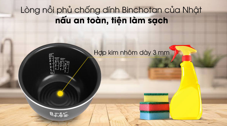 Lòng nồi phủ chống dính - Nồi cơm cao tần Toshiba 1 lít RC-10IP1PV. Lòng nồi phủ chống dính - Nồi cơm cao tần Toshiba 1 lít RC-10IP1PV.