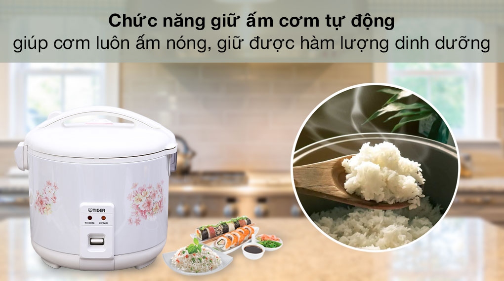 Nồi cơm điện nắp gài Tiger 1.8 lít JNP-1800 - Giữ ấm cơm