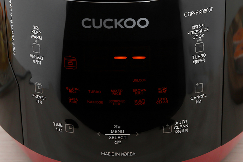 Nồi cơm áp suất điện tử 1.08 lít Cuckoo CRP-PK0600F/BKRDVN - Bảng điều khiển Nồi cơm áp suất điện tử 1.08 lít Cuckoo CRP-PK0600F/BKRDVN - Bảng điều khiển