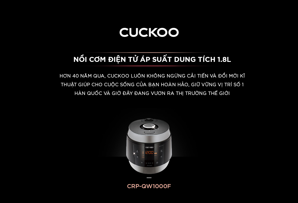 Nồi cơm áp suất Cuckoo 1.8 lít CRP-QW1000F/SIBKVNCV