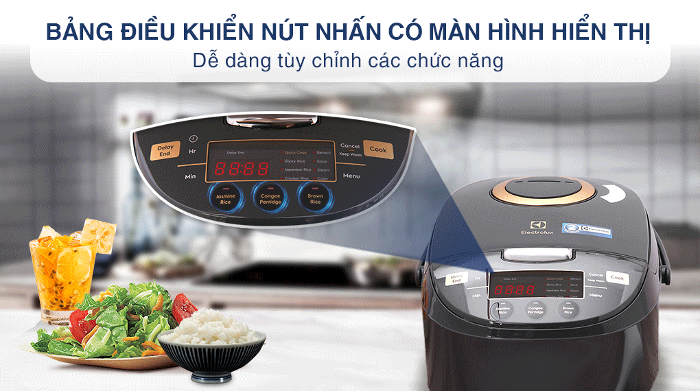 Nồi cơm điện tử Electrolux 1 lít E7RC1-550K - Bảng điều khiển