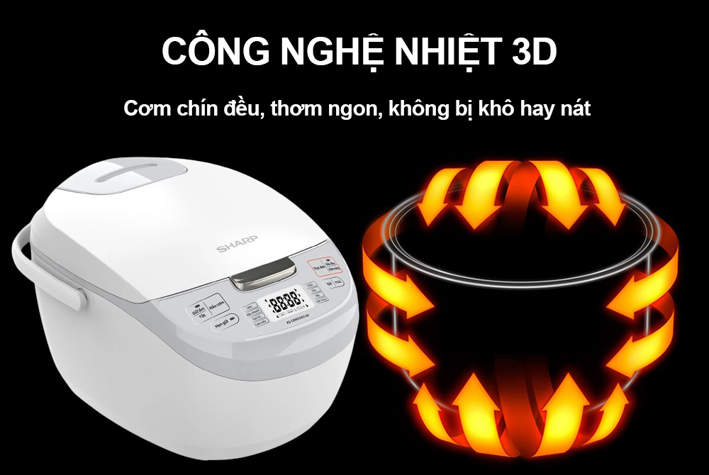 Công nghệ nhiệt 3D nồi cơm Sharp KS-COM192EV-GY