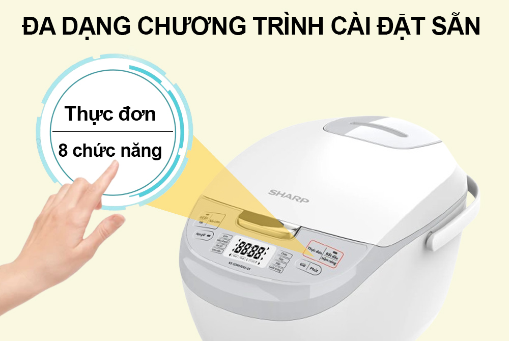 Sharp KS-COM192EV-GY đa dạng chương trình nấu
