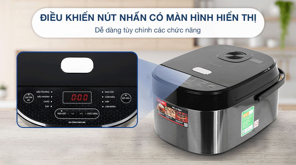 Nồi cơm điện tử Sharp 1.8 lít KS-COM194EV-BK - Nút nhấn