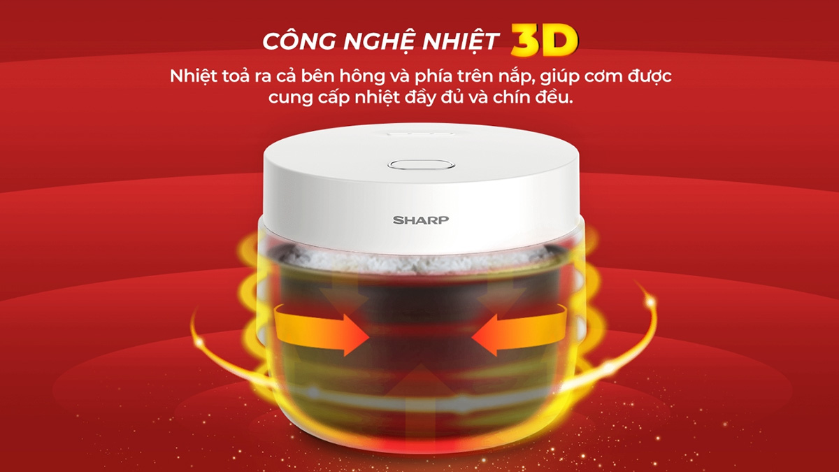 Sharp KS-COM100DV-WH hoạt động công suất 600W và công nghệ nhiệt 3D