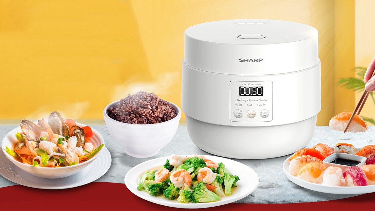 Nồi cơm điện tử Sharp 1 lít KS-COM100DV-WH